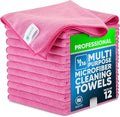 MW Pro Microfiber Cleaning Cloth | Pink | 12 Pack | 16” x 16” | All Purpose Microfiber Towels - Clean, Dust, Polish, Scrub, Absorbent