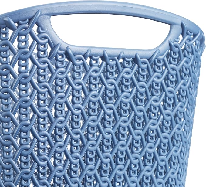 Whitmor Resin Form Tote Link Stitch, Small, DARK BLUE，4 Pack