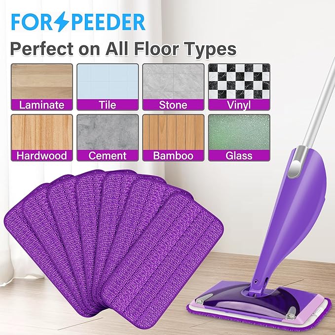 Reusable Mop Pads for Swiffer WetJet, Wet Pads Refills for 12'' Spray Mop, Microfiber Refill Machine Washable Up to 100+ Floor Cleaning for All Kinds of Floor Types, 7 Pack