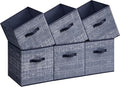 SONGMICS Storage Cubes, 11.8-Inch Non-Woven Fabric Bins with Double Handles, Set of 6, Closet Organizers for Shelves, Foldable, for Clothes, Misty Blue UROB030I01