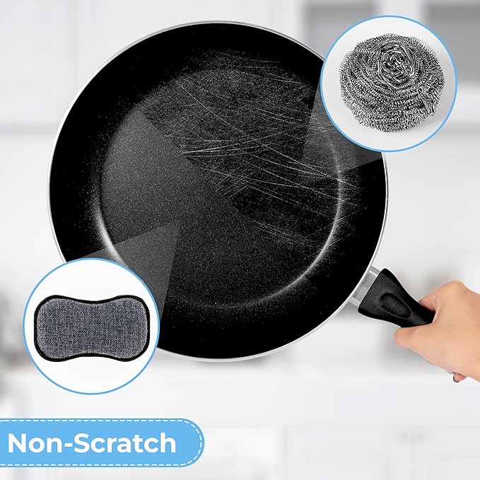 GRANNY SAYS Sponges Kitchen for Washing, Dish Washing Scrubbers, Scrubbing Pad for Cleaning, Scrub Sponge for Kitchen Non - Scratch, Scouring Pad for Pots and Pans, Washable & Microfiber Pad, 18 Pack