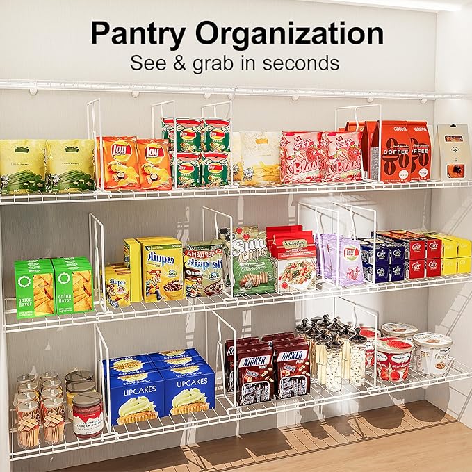 Wire Shelf Dividers for Closet: Tall 12 Pack 12-inch Deep Wire Rack Accessories - Adjustable Purse Organizer for Clothes Handbags - Metal Pantry Separators