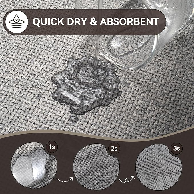 YDKGL Half Circle Bath Mat, Thin Bathroom Rugs Fit Under Door Quick Dry Non Slip Washable Bathroom Mat with Rubber Backing, Absorbent Half Round Shower Mat Rug, Gray Brown