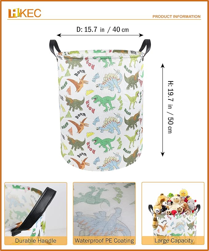 Dinosaur Laundry Basket,Kids Toys Storage Bin for Bedroom,Waterproof Baby Clothes Hamper with Handles,Nursery Hamper,Room Decor,Gift Baskets(Howling Dinosaur)