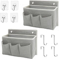 Someteth 2-Pack Wall Hanging Organizer Bag/Hanging Baskets with Large Mesh Compartment & 3 Pockets，Over the Door Organizer Space Saving Storage for Bedroom,RV Camper, Closet (Gray -2 Pack)