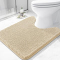 Arotive Bathroom Toilet Rugs U Shaped 24x20, Extra Soft Absorbent Shaggy Chenille Contour Bath Rugs for Toilet, Machine Washable Non-Slip Contoured Bath Mats, Beige
