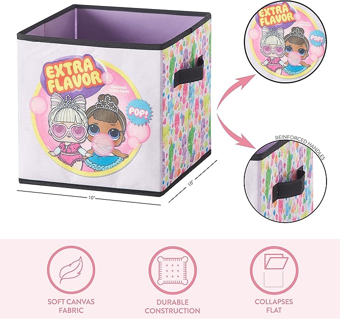 Idea Nuova LOL Surprise Set of Two Spacious Collpasible Storage Cubes, 10"x10"