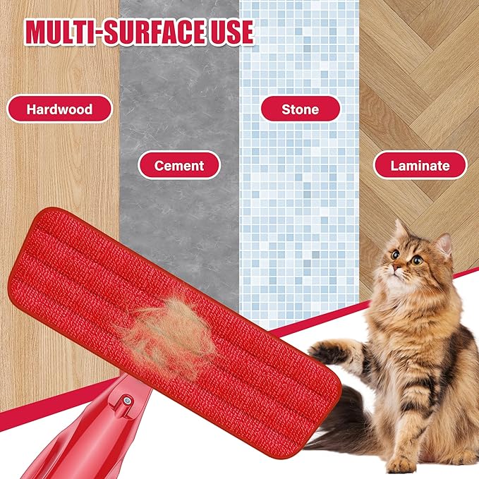 Spray Wet Mops for Hardwood Floor Cleaning: EXEGO Microfiber Dry Dust with 3 Washable Pads for Swiffer PowerMop - Flat Floor Mops with Sprayer for Wood Laminate Ceramic Tiles