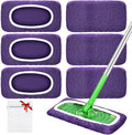 Reusable Mop Pads Compatible with Swiffer Sweeper Mop, Microfiber Wet Pads Refill & Machine Washable Dry Sweeping Cloths for Use on All Sealed Floors - Stone, Hardwood, Laminate & Tile (6 Purple)