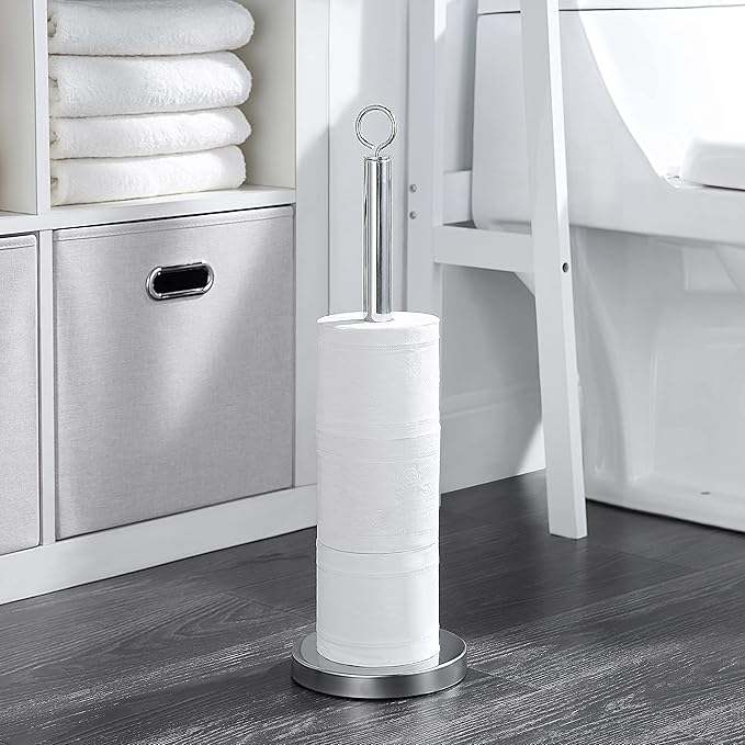 SunnyPoint Elite Heavy Weighted Sturdy Spare Toilet Paper Roll Holder Storage Stand