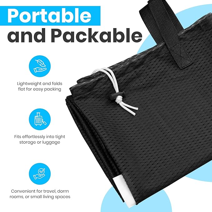 Large Mesh Laundry Bags - Heavy Duty with Handles & Drawstring - Machine Washable Net Laundry Sacks for College Dorm, Camp, Travel, Bedding & Clothes Storage (Black)