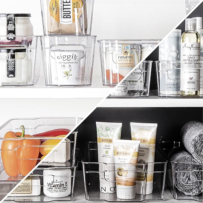 BINO | Stackable Plastic Storage Bins, X-Large - 12 Pack | Multi-Use Organizer Bins | BPA-Free | Pantry & Home Organization