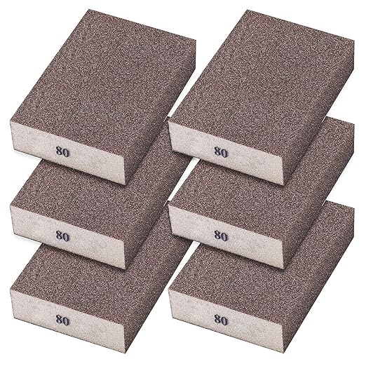 6Pcs Sanding Sponge 80 Grit Coarse Blocks for Metal Sanding Wood Sanding Brush Washable&Reusable N-G-001-80