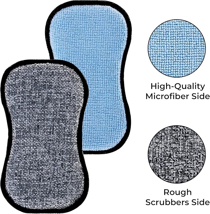 GRANNY SAYS Sponges Kitchen for Washing, Dish Washing Scrubbers, Scrubbing Pad for Cleaning, Scrub Sponge for Kitchen Non - Scratch, Scouring Pad for Pots and Pans, Washable & Microfiber Pad, 18 Pack