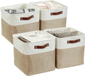 DECOMOMO 13 Inch Cube Storage Bins, Fabric Storage Cube, Basket for Kallax Shelves (Beige & White, Cube 13" - 4 Pack)