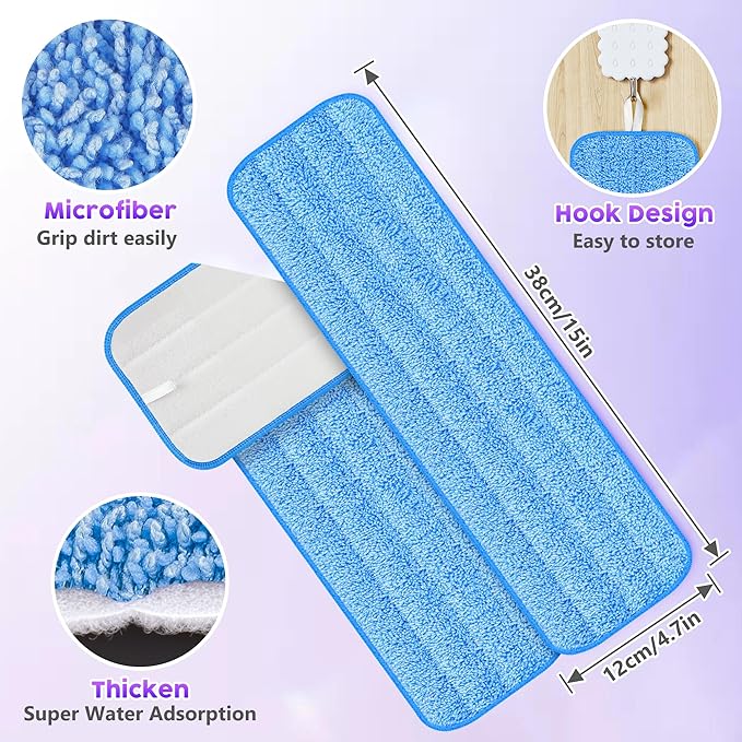 9 Pack Reusable Mop Pads Compatible with Swiffer PowerMop, Microfiber Mop Pads Refills Machine Washable, Durable, and Highly Absorbent Suitable for All Floor Types