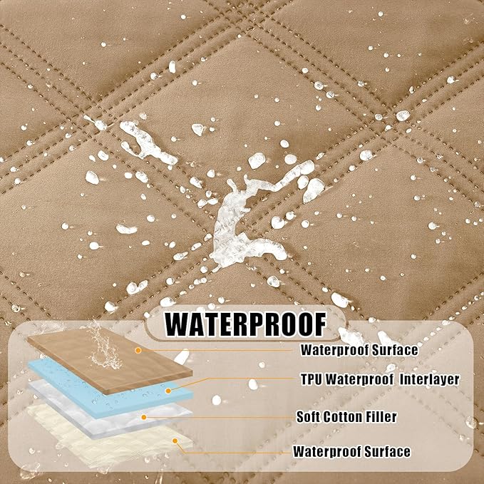 Smiry Waterproof Dog Bed Cover Blanket 40x70, Soft Reversible Pet Blanket, Washable Leakproof Cats Dogs Couch Cover for Sofa, Couch, Furniture, Lattice, Camel/Beige