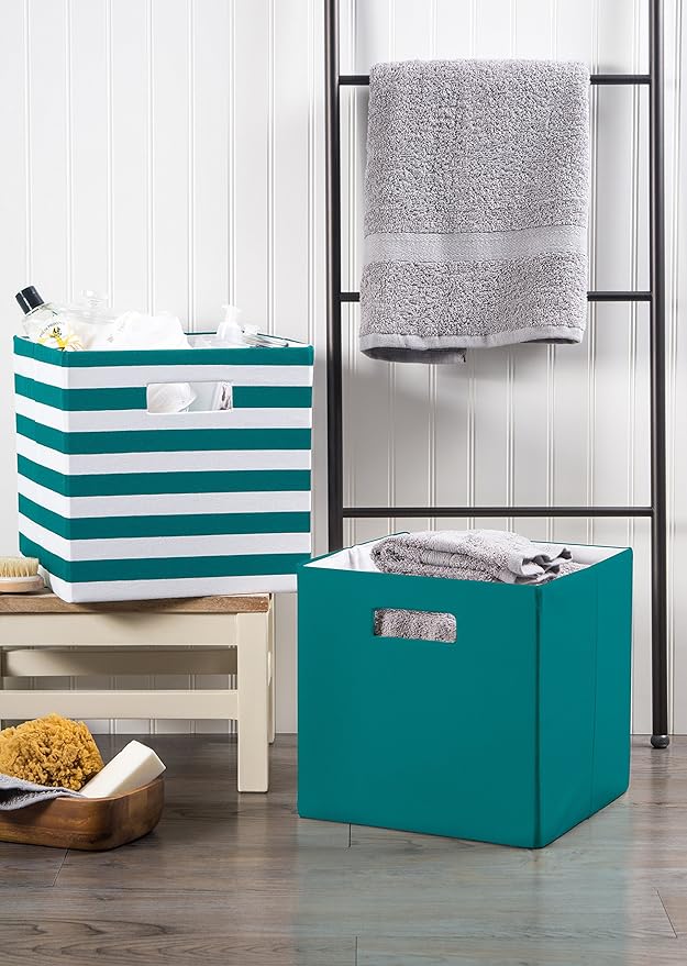 DII Poly-Cube Storage Collection Hard Sided, Collapsible Solid, Large, Teal