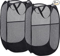 Foldable Mesh Popup Laundry Hamper,Laundry Basket Easy to Open and Fold for Dorm,Travel, College Dorms, and More (2 black)