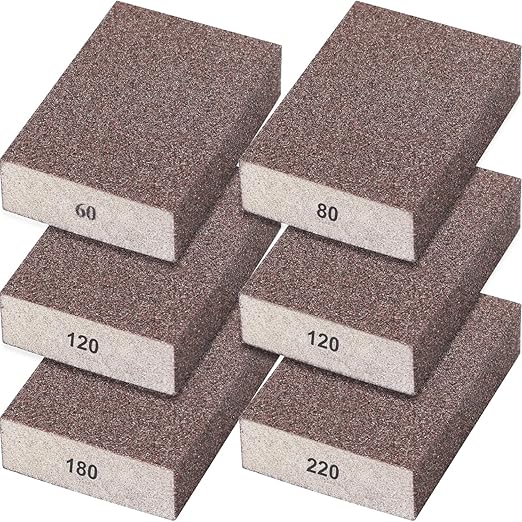 6 Pack Sanding Sponge,Drywall Sanding Blocks 6 Grits Per Pack (60/80/120/180/220),Washable and Reusable Sandpaper Block for Wood Furniture,Wall,Pot,Sheetrock,Metal and Brush Sanding