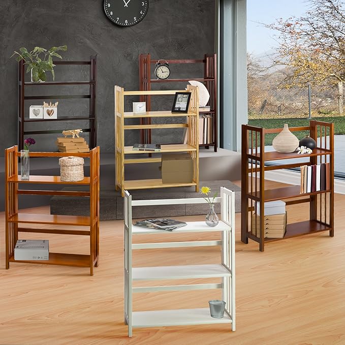 Casual Home 3-Shelf Folding Stackable Bookcase (27.5" Wide)-Mahagony