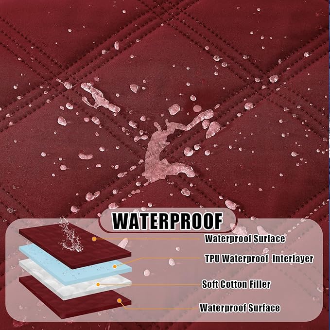 Smiry Waterproof Dog Bed Cover Blanket 30x53, Soft Reversible Pet Blanket, Washable Leakproof Cats Dogs Couch Cover for Sofa, Couch, Furniture, Lattice, Wine Red/Wine Red