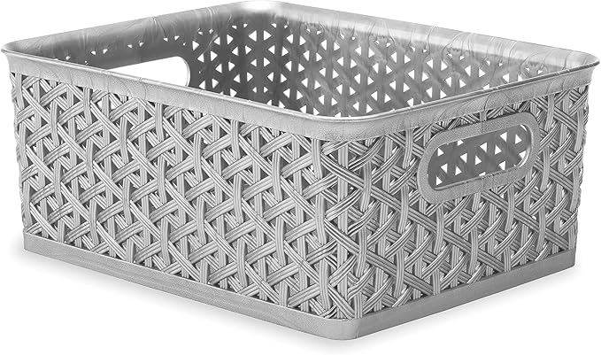 Whitmor 6597-5656-SLVR Resin Tote, Small, Silver