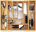 Silverware Tray for Drawer Organizer,Kitchen Drawer Organizer,Cutlery Organizer in Drawer, Flatware Silverware Holder, Expandable Adjustable Wooden Dividers (8-slots)