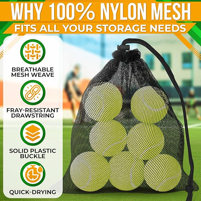 Small Mesh Bags Drawstring Black 5Pcs 11,8x7,48'' – Strong, Lightweight, Breathable Mesh Bag with Lock, Quick-Dry and Tear-Resistant – Easy to Tighten and Adjust for Travel, Swimming & Ball Storage
