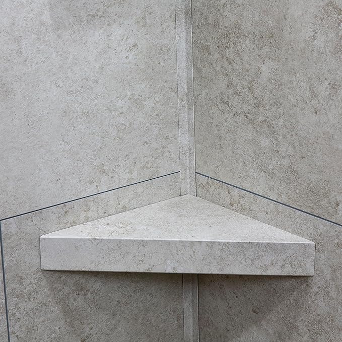 Palisade Vinyl Waterproof Corner Shower Shelf in Rain Cloud