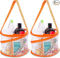 Handy Laundry Foldable Shower Caddy - Collapsible, Portable, Drainage Hole, Carry Handle, Large Compartments, Great Organizer for Camp, Travel, Gym, and Dorm (Orange) (Pack of 2)