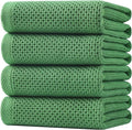 Homaxy 100% Cotton Waffle Weave Kitchen Dish Towels, Ultra Soft Absorbent Quick Drying Cleaning Towel, 20x28 Inches, 4-Pack, Grass Green