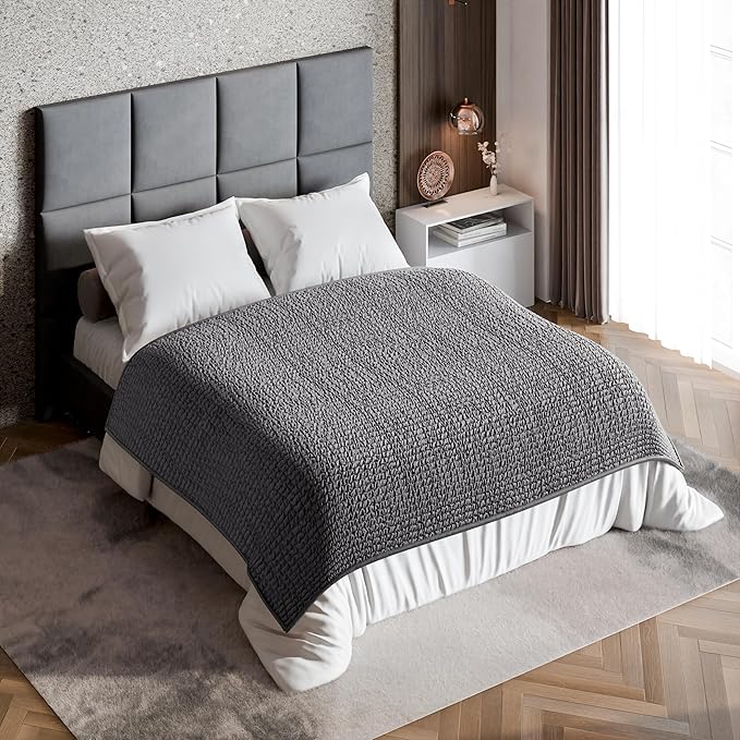PAULATO BY GA.I.CO. Waterproof Blanket for Bed – Queen Absorbent Couch Cover – Machine Washable Stain-Proof Pad for Large Sofa – Pets Dogs & Cats Friendly Protector - Dark Grey