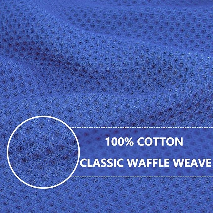 Homaxy 100% Cotton Waffle Weave Kitchen Dish Cloths, Ultra Soft Absorbent Quick Drying Dish Towels, 12 x 12 Inches, 8-Pack, Blueberry