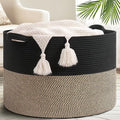 Goodpick 115L Extra Large Blanket Basket, 23.5"x23.5"x15.8" Woven Rope Basket for Storage, Kids Toy Storage for Nusery Room