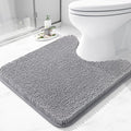 Arotive Bathroom Toilet Rugs U Shaped 20x20, Extra Soft Absorbent Shaggy Chenille Contour Bath Rugs for Toilet, Machine Washable Non-Slip Contoured Bath Mats, Grey