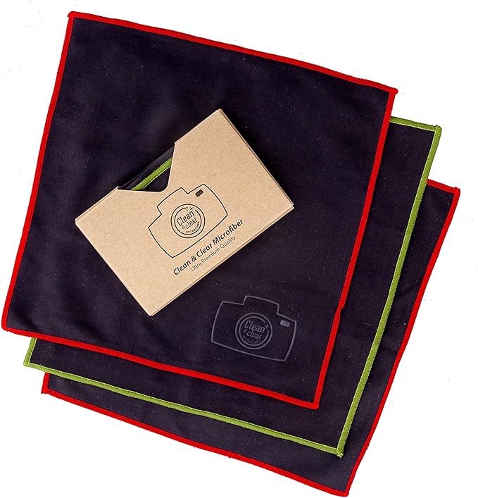 Clean & Clear Microfiber Cleaning Cloth, Extra Large [10 Pack] Ultra Premium Microfiber Cleaning Cloth - Microfiber Cloth for Camera Lens, Glasses, Screens, and All Lens.