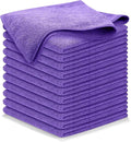 USANOOKS Microfiber Cleaning Cloth - Purple - 12Pcs (12.5x12.5 inch) High Performance - 1200 Washes, Ultra Absorbent Car Towel Traps Grime & Liquid for Streak-Free Mirror Shine - Car Washing Cloth