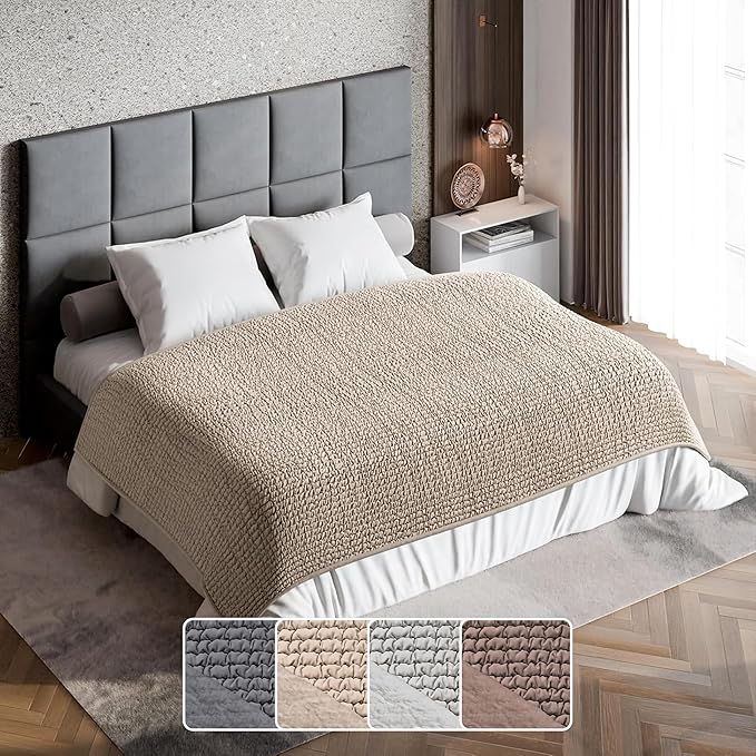 PAULATO BY GA.I.CO. Waterproof Blanket for Bed – King Absorbent Couch Cover – Machine Washable Stain-Resistant Pad for Large Sofa – Pets Cat & Dog Friendly Furniture Protector - Macadamia