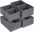 Posprica Woven Storage Baskets for Organizing 6 Pack, Large&Small Storage Cube Bins Set for Bathroom, Storage Boxes Container for Drawer, Closet, Shelf, Dresser, Dark Grey