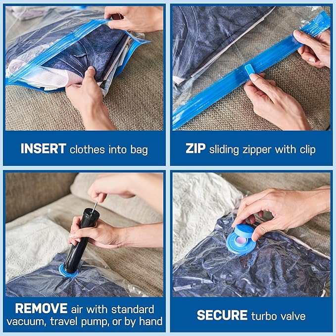 Spacesaver 3 Pack Jumbo Vacuum Storage Bags - 40"x 30 Heavy Duty Blanket Storage Bag with Pump - Space Saver for Clothes, Comforters, and Bedding - Compression Bags to Store Blankets for Travel