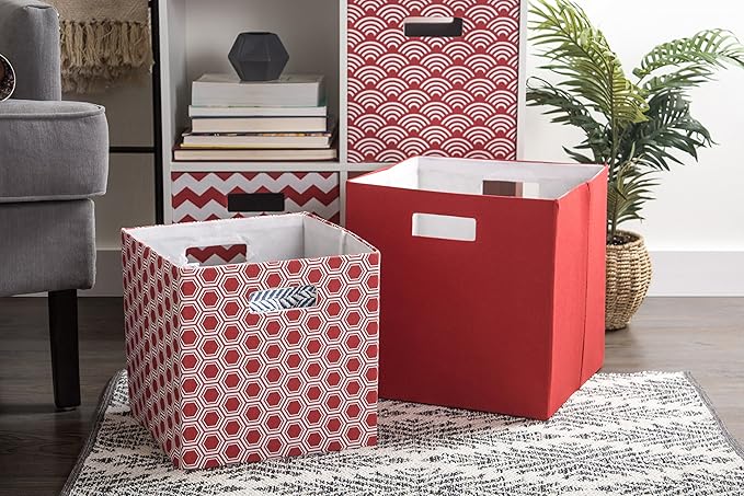 DII Poly-Cube Storage Collection Hard Sided, Collapsible Solid, Large, Rust