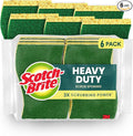 Scotch-Brite Heavy Duty Scrub Sponge, 6 Kitchen Sponges Designed for Tough Messes in the Kitchen that Last 3X Longer*, Best for Cast Iron Skillets and Outdoor Grills, Flexible, Durable, and Strong