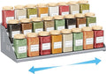 Spice Rack Organizer, Metal Spice Rack Organizer for Cabinet, Countertop Spice Rack - Expandable Width, 3 Tier Spice Shelf for Cabinet, Countertop, Pantry, Cupboard, Gray