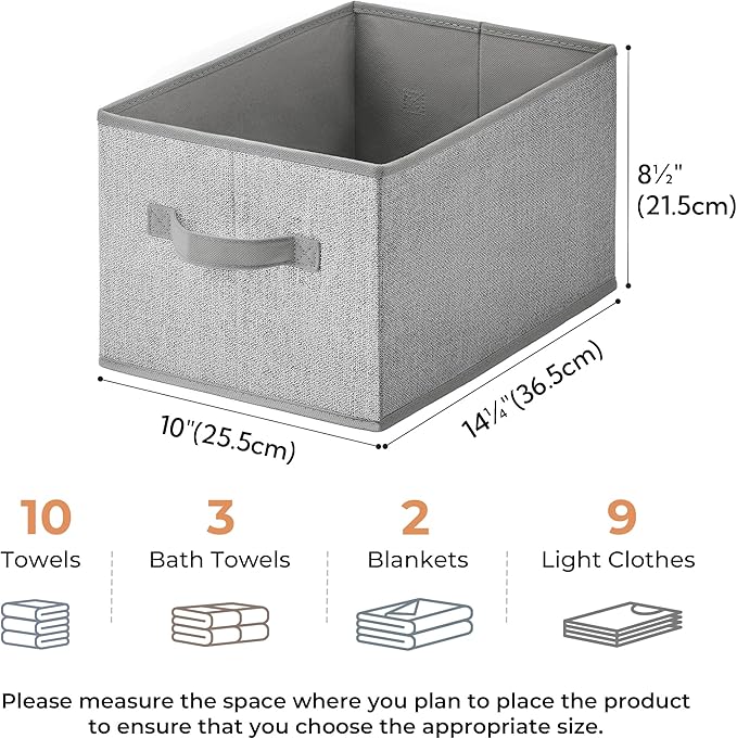 GRANNY SAYS Fabric Storage Bins with Handles, Collapsible Storage Baskets for Shelves, Closet Organizers and Storage Bins, Storage Boxes for Clothes, Gray, Large, 3-Pack