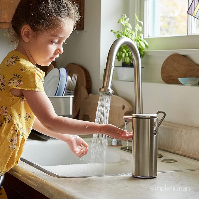 simplehuman 9 oz. Touch-Free Rechargeable Sensor Liquid Soap Pump Dispenser, Brushed Stainless Steel