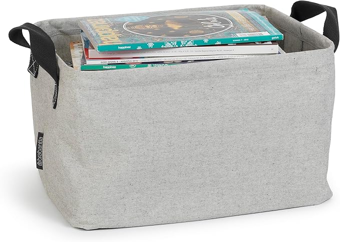 Brabantia - Foldable Laundry Basket - Compact Storage Box - Water Resistant Coating - Multi-Functional - Laundry Hamper - Bathroom - Collapsible - Grey - 9 Gal