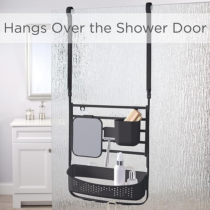 Bath Bliss Deluxe Flex Adjustable Shower Caddy | 2 Hanging Options | Customizable Accessories | Bathroom Storage | Matte Black