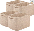 Storage Baskets for Organizing, Woven Decorative Baskets for Shelves - Books, Towels, and Clothes, Cotton Rope Toy Storage Bins, 12.7''Lx9''Wx7.8''H, Pack of 4, Brown