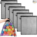 PLULON 6 Pcs Mesh Bag Drawstring Mesh Laundry Bags, 18 x 12 Inch Nylon Drawstring Bag for Pool Beach Ball Toys Storage Bag for Collecting Travel Sports Gym (Black)
